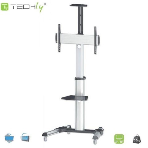 Techly Stojak mobilny Techly 37"-70", 50kg regulowany, z półką