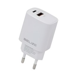 Beline Ładowarka sieciowa Beline 20W 1xUSB-C + 1xUSB PD 3.0 QC 3.0 bez kabla - biała