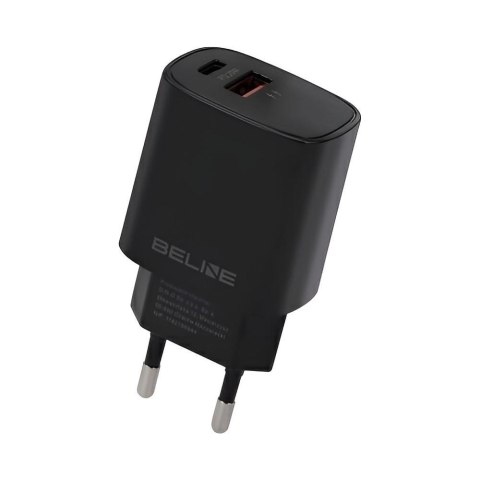 Beline Ładowarka sieciowa Beline 20W 1xUSB-C + 1xUSB PD 3.0 QC 3.0 bez kabla - czarna