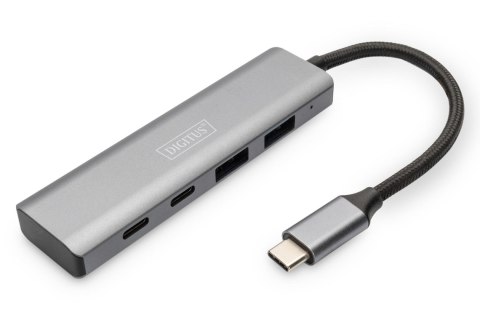 Digitus Hub USB Typ C DIGITUS 4-portowy 2x USB-A, 2x USB-C aluminium 10Gbps