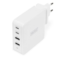 Digitus Ładowarka sieciowa DIGITUS uniwersalna zasilacz 4 porty 2x USB-C 2x USB-A PD 3.0 100W biała