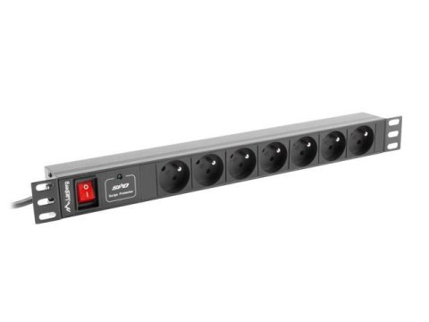 LANBERG Listwa zasilająca Lanberg do RACK 1U 10A PDU 7x PL 2m czarna