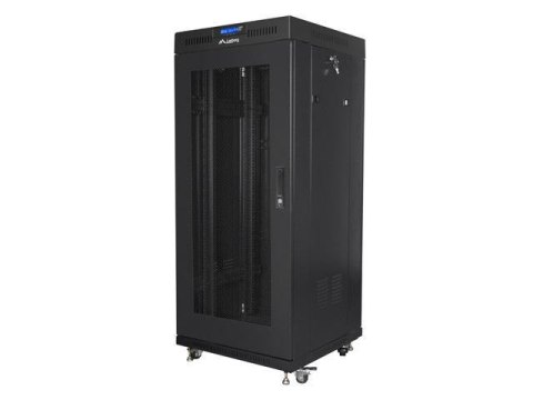 LANBERG Szafa instalacyjna Rack stojąca 19" 27U 600x600 czarna drzwi perforowane LCD Lanberg (flat pack)