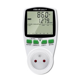 Qoltec Watomierz Qoltec Licznik zużycia energii PM0627 z historią pomiaru | 3680W | 16A | LCD