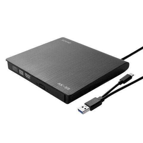 SAVIO Nagrywarka DVD-RW SAVIO AK-59 zewnętrzna slim USB-C/USB-A