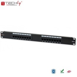 Techly Patch panel TechlyPro 1U UTP 16xRJ45 Cat.6, czarny