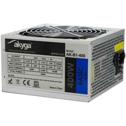 AKYGA Zasilacz ATX 400W Akyga Basic AK-B1-400 Fan12cm P4 3xSATA