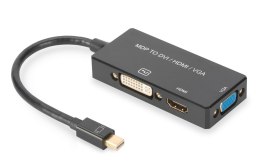 Digitus Kabel adapter DIGITUS 3w1 mini DisplayPort 4K 30Hz/1080p 60Hz miniDP/HDMI(UHD)+DVI-I+VGA(FHD) M/Ż 0,2m