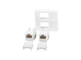 LANBERG Gniazdo Lanberg 45x45 2x RJ45 + keystone kat.6 UTP białe