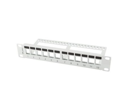 LANBERG Patch panel pusty Lanberg 12 port 1U 10" z organizerem do modułów keystone szary