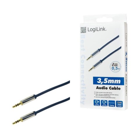 LogiLink Kabel audio stereo LogiLink CA10050 3,5 mm, M/M, 0,5m, niebieski