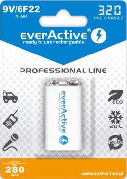 Everactive Akumulatorek 6F22/9V everActive Professional Line 320 mAh 1 sztuka