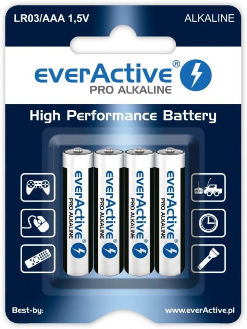 Everactive Baterie alkaliczne AAA/LR03 everActive Pro Alkaline 4 sztuki