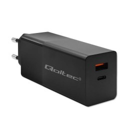 Qoltec Ładowarka sieciowa Qoltec GaN POWER PRO | 1xUSB-C | 1xUSB | 100W | 5-20V | 1.5-5A | PD | Czarna