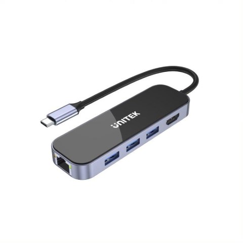 UNITEK HUB USB-C Unitek D1084A 3.1, RJ-45, 3xUSB-A, HDMI 4K, PD 100W