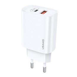 USAMS Ładowarka sieciowa Usams T35 20W 1xUSB-C + 1xUSB PD 3.0 QC 3.0 bez kabla - biała