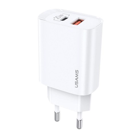 USAMS Ładowarka sieciowa Usams T35 20W 1xUSB-C + 1xUSB PD 3.0 QC 3.0 bez kabla - biała