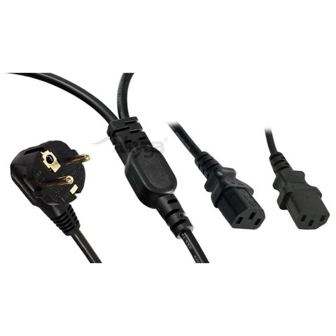 AKYGA Kabel zasilający Akyga AK-PC-04A CEE 7/7 2xC13 250V/50Hz 1,8m czarny