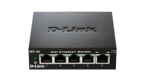 D-LINK Switch niezarządzalny D-Link 5-portowy DES-105 Metal Box