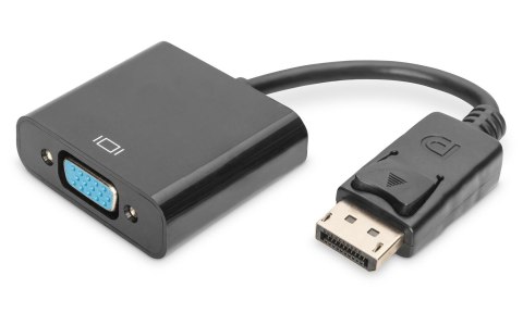 Digitus Kabel adapter DIGITUS DisplayPort z zatrzaskiem 1080p 60Hz FHD Typ DP / D-Sub 15 M/Ż czarny 0,15m