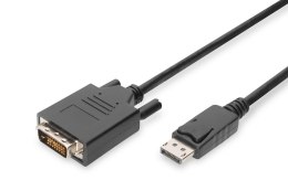 Digitus Kabel adapter DIGITUS DisplayPort z zatrzaskiem 1080p 60Hz FHD Typ DP/DVI-D (24+1) M/M 1m