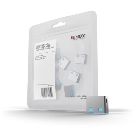 LINDY Blokada portów USB LINDY10 szt Port Locks (no Key) Blue