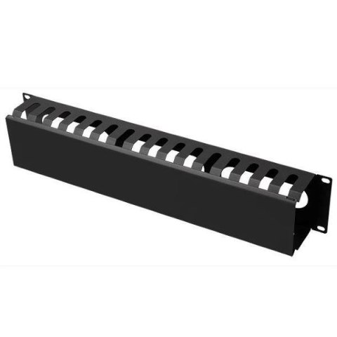 NETRACK Organizator kabli 19''/2U - metal, czarny z pokrywą Netrack