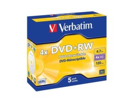 VERBATIM DVD+RW Verbatim 4.7GB X4 Matt Silver (5 Jewel Case)