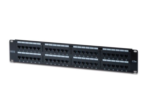 Digitus Patch panel 19" 48 portów, kat.5e, U/UTP, 2U, czarny (kompletny)