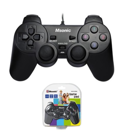 Msonic Gamepad przewodowy Msonic USB z funkcją wibracji MN3329BK czarny