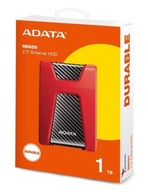 Adata DashDrive Durable HD650 1TB 2.5'' USB3.0 Czerwony