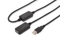 Digitus Kabel przedłużający USB 2.0 HighSpeed Typ USB A/USB A M/Ż aktywny 20m Czarny