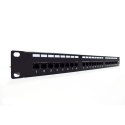 Digitus Patch panel 19" 24 porty, kat.6, U/UTP, 1U, wspornik kablowy, czarny (kompletny)