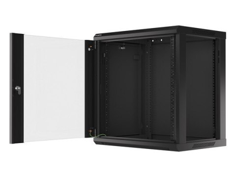 Lanberg Szafa instalacyjna wisząca 19 12U 600X450mm czarna (drzwi szklane)