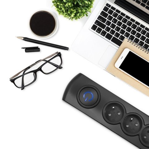 Qoltec Listwa antyprzepięciowa, 6 gniazd; 1,8m