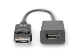 Digitus Kabel adapter Displayport z zatrzaskiem 1080p 60Hz FHD Typ DP/HDMI A M/Ż czarny 0,15m