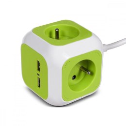 GreenBlue MagicCube poczwórne gniazdko prądowe, 2 wejścia usb 1,4m GB118