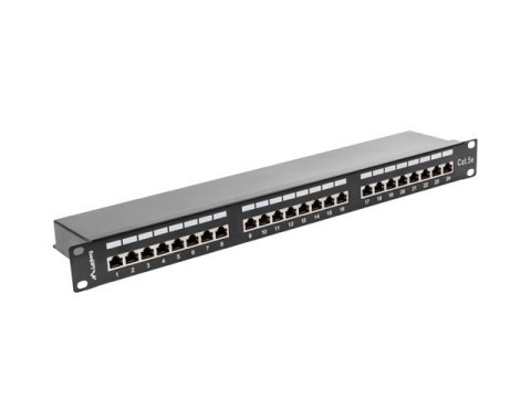 Lanberg Patch Panel 24 Port 1U Kat.5E czarny ekranowany