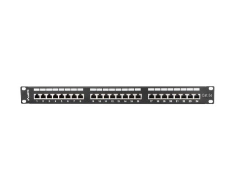 Lanberg Patch Panel 24 Port 1U Kat.5E czarny ekranowany