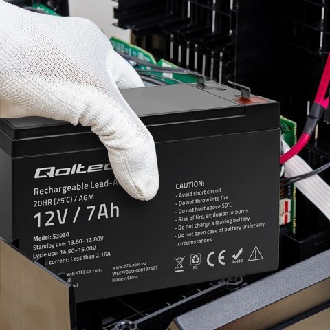 Qoltec Akumulator żelowy | 12V | 7Ah | max.72A | AGM