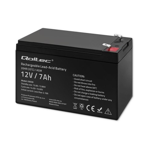 Qoltec Akumulator żelowy | 12V | 7Ah | max.72A | AGM