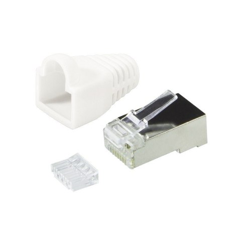 LogiLink Wtyki RJ45 CAT.6 z osłoną, 100szt. ekranowane, biały