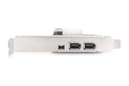 Digitus Karta (Kontroler) Firewire (400) PCI Exp., 2xZew. 1xZew.(Mini) IEEE1394a 6pin+Mini,Low Profile,VT6308P