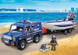 Playmobil Zestaw z figurkami City Action 5187 Pojazd terenowy policji z motorówką