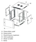 Extralink Szafka wisząca rack 4U 600x600 szara szklane drzwi