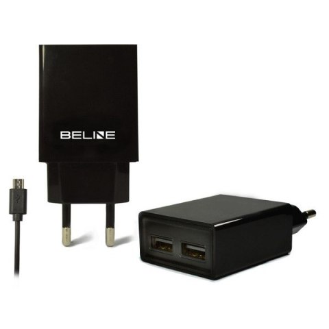 Beline Ładowarka sieciowa 2xUSB + microUSB 2A czarna