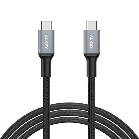 AUKEY CB-CD6 kabel USB-C - USB-C 2m 60W PD 3A 20V nylonowy oplot czarny
