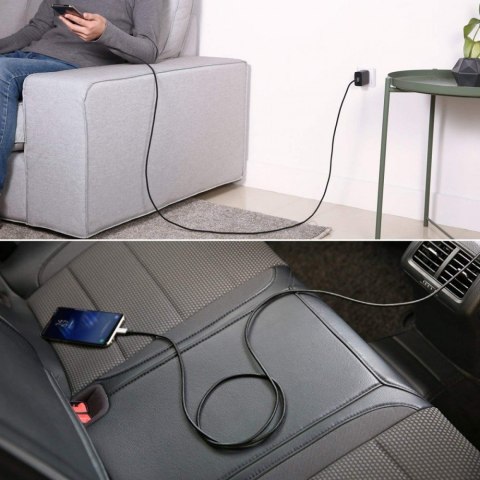 AUKEY CB-CD6 kabel USB-C - USB-C 2m 60W PD 3A 20V nylonowy oplot czarny