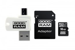 GOODRAM Karta microSDHC 16GB CL10 + adapter + czytnik