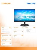 Philips Monitor 21.5 cali 221V8A VA HDMI Głośniki